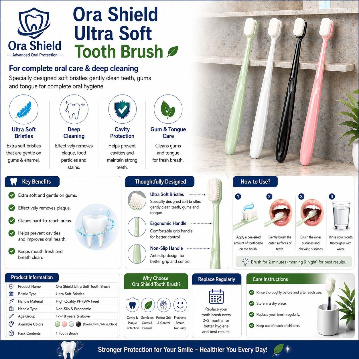 Ora Shield Ultra Soft Toothbrush product photo